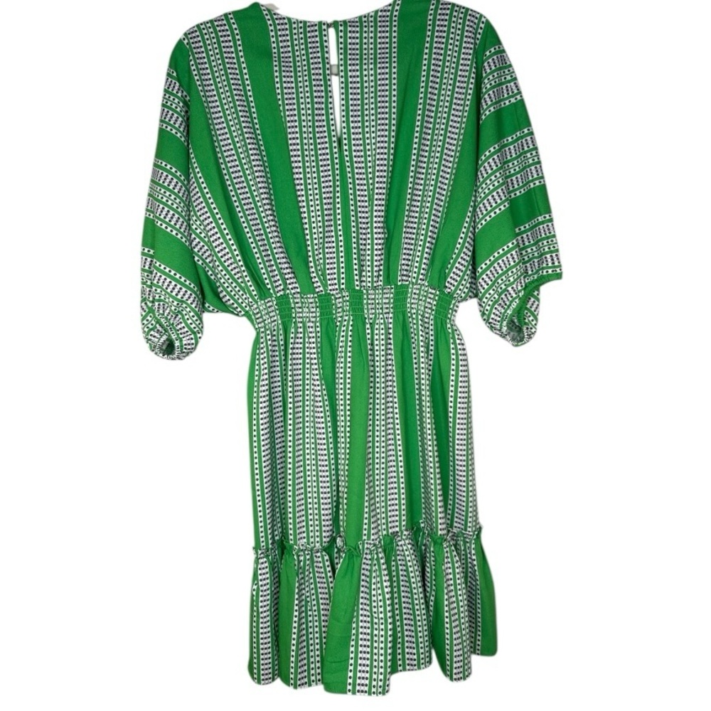 Taylor Printed V Neck Short‎ Sleeve Smocked Waist Ruffle Hemmed Dress Size 6 - Picture 2 of 8